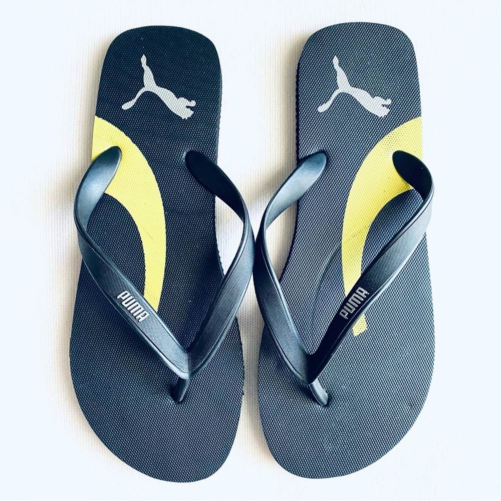 PUMA SLIP ON BLACK THONG FLIP FLOPS SANDALS POOL BEACH SUMMER ATHLETIC 9